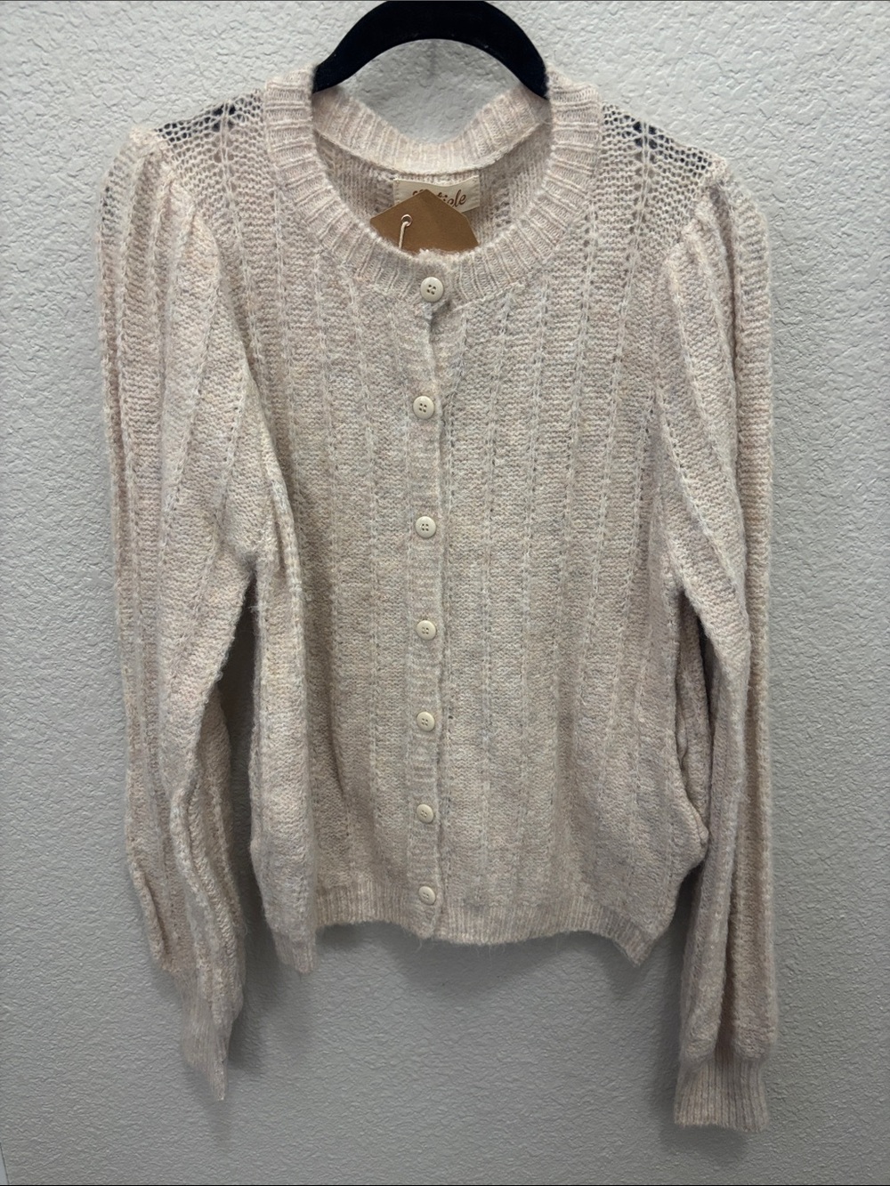 Listicle Cream Knit Button-Front Cardigan